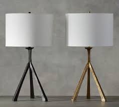 Mini small desk table lamp searchlight vintage light tripod light small light. Easton Forged Iron Tripod Table Lamp Pottery Barn