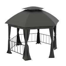 Potterybarn.com has been visited by 100k+ users in the past month Metal Outdoor Gazebo With Fabric Roof And Curtain Sides Grey Furniture123