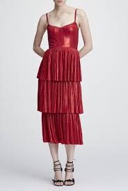 Marchesa Notte N27c0772 Red Pleated Lame Cocktail Dress Poshare Dresses Red Dress Clothes Design