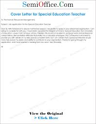 Cover Letter For Special Education Teacher