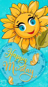 Happy Monday Sunflower and Butterflies - Illustration Style