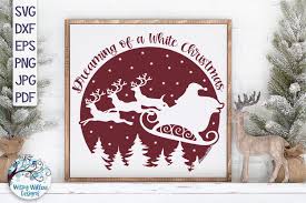 The christmas card is a tradition of sharing family news, happy tidings, and merry christmas wishes with friends and family. Dreaming Of A White Christmas Santa Sleigh In Night Sky Svg 949499 Illustrations Design Bundles
