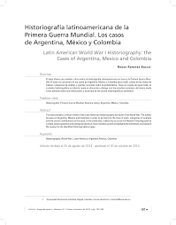 Y que no venderán entradas porque estas ya están previamente asignadas. Pdf Historiografia Latinoamericana De La Primera Guerra Mundial Los Casos De Argentina Mexico Y Colombia