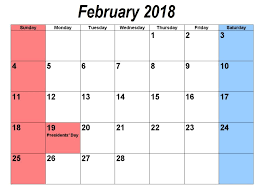 February 2018 Holidays Calendar Holiday Calendar Calendar Template 2018 Calendar Template