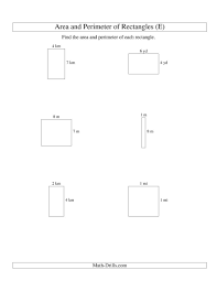The Area And Perimeter Of Rectangles Whole Numbers Range 1 9 E Math Worksheet Area And Perimeter Perimeter Of Rectangle Measurement Worksheets