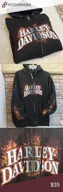 Harley Davidson Men S Zip Up Hoodie With Flames 2x Harley Davidson Men Harley Davidson Jacket Hoodies