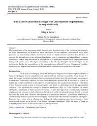 Pdf Implication Of Emotional Intelligence In Contemporary Organizations An Empirical Study Divya Jain Academia Edu