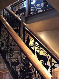 • cnc cutting technology on iron plates helps minimize welds or scratches. Stair Balcony Railing With Forest Animals Eclectic Staircase Tampa By Naturerails Llc Houzz Uk