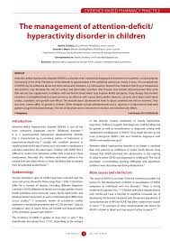 Pdf The Management Of Attention Deficit Hyperactivity Disorder In Children