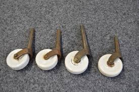 Solid-Brass Stem Caster With Porcelain Wheel In Antique-By-Hand Finish |  House Of Antique Hardware