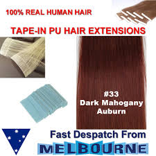 Thuốc nhuộm tóc l'oreal 3 natural dark brown. 100 Real Human Hair Tape In Pu Skin Weft Remy Hair Extensions On 33 Dark Mahogany Auburn Colour Happygo Online Store