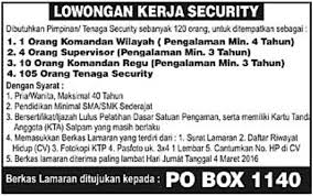 Admin anak perusahaan bumn, diploma, sumatera. Lowongan Kerja Security Satpam Karir Palembang