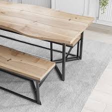 London Solid Live Edge Oak Industrial Dining Table Wooden Rustic Vintage In 2020 Industrial Dining Table Live Edge Dining Table Industrial Dining