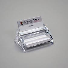 Slide custom printed graphics in the back sides of the sign holder for fast changes. Contoured Acrylic Business Card Holder Ultimate Office
