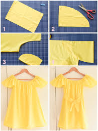 Use a dress that fits you well to trace out the neckline and the armholes. Diy Tutorial Off The Shoulder Top And Dress Thepetitecat Flared Sleeves Diy Dress Petite Outfits Kids Fashion Diy