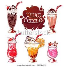 Set Of Different Milkshakes Chocolate Cherry Strawberry Vanilla And Orange Milkshakes Vector Cartoon Ill Cute Food Art Cute Food Drawings Coffee Art Print