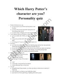 We've come up with 10 questions to find your perfect wand. Which Harry Potter S Character Are You Personality Quiz Part 2 Esl Worksheet By Szwedama