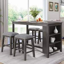 Maybe you would like to learn more about one of these? Topmax 5 Pieces Dining Table Set With 4 Stools Gray