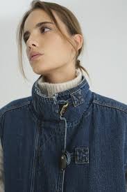 Chaleco Bleecker de Jean Cargo Oversize con Cuello Alto