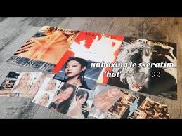 unboxing le sserafim : ‘hot’ target exclusive (drenched, tanned, bleached +  compact ver) ✩°̥࿐୨୧