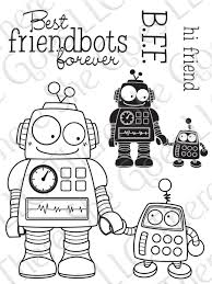 Black And White Robot Drawing I Want These Stamps Only 7 Maker Fun Factory Digi Stamps Drawing For Kids
