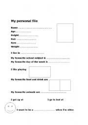 Worksheet to fill in with the student's profile.useful to learn how to fill in a questionnaire with personal data, for example or to make. English Worksheets My Personal Profile