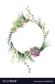 Watercolor Frame Of Cacti And Succulent Vector Image On Vectorstock Flower Drawing Flower Illustration Watercolor