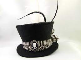 Black And White Stripe Skull Cameo Mini Top Hat Funky Hats Mini Top Hat Top Hat