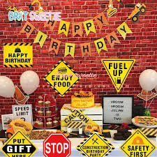All you will ever require to build a grand birthday party on construction theme decoration is well packed into this super kit. 12pcs Set Construction Party Paper Traffic Signs Boys Themed Birthday Decorations Kids Party Supplies Party Direction Signs Aliexpress