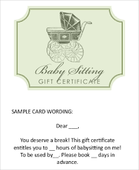 Babysitting gift certificate templates are best suitable for babysitting service providers or if someone wants to give a babysitting service for a specific time as a gift. Free 19 Sample Printable Gift Certificates In Pdf Ms Word Ai Psd