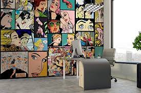 Customize our wall murals to fit your area! Amazon Com Murwall Pop Art Wallpaper Vintage Comic Art Wall Mural Retro Romantic Wall Print Young Room Living Room Library Decor Handmade