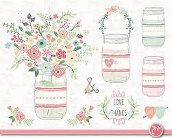 Floral Mason Jar Clipart Floral Mason Jar Clip Etsy Mason Jar Clip Art Clip Art Flowers In Jars