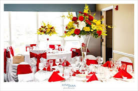 Red And Yellow Reception Idea Wedding Reception Decorations Reception Decorations Table Decorations