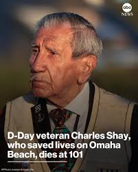 Charles Shay, a decorated Native American veteran who was a 19-year-old  U.S. Army medic when he landed