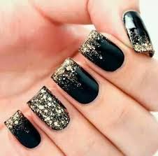 Gold Black And Glitter Nails Korean Skincare Secrets Gold Glitter Nails Winter Wedding Nails Fancy Nails