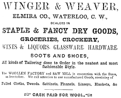 Photos: Winger & Weaver Dry Goods Advertisement 1867: Waterloo Region  Generations