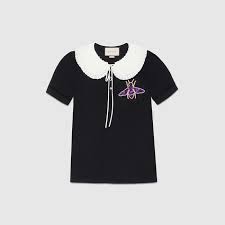 Cotton Polo With Bee Gucci Peter Pan Collar Tee Clothes Design Fashion Womens Tops