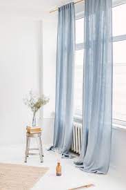 55 140 Cm Wide Light Blue Linen Curtain Blue Linen Etsy Light Blue Curtains Light Blue Bedroom Curtains Living Room