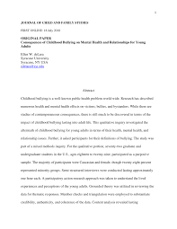 Pdf Consequences Of Childhood Bullying On Mental Health And Relationships For Young Adults