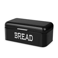 Vintage chrome metal bread box storage kitchen bin 18 rollable lid. Vintage Metal Bread Box For Kitchen Counter Matte Black Bread Bin Storage 810043280082 For Sale Online