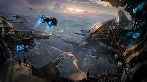 Spaace Concept Art Digital Futuristic City Spaceship Art