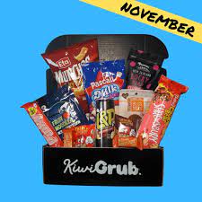 Check Out November S Box Packed To The Brim With Heaps Of Kiwi Favourites Like Shrewsbury Biscuits Milk Bottle Ca Shrewsbury Biscuits Snacks Snack Box