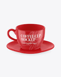 Download Glossy Coffee Cup W Plate Mockup In Cup Bowl Mockups On Yellow Images Object Mockups PSD Mockup Templates