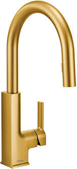 Brushed gold finish adds a touch of sophistication to any room. Moen S72308bg Sto One Handle High Arc Pulldown Kitchen Faucet With Power Clean Brushed Gold Amazon Com