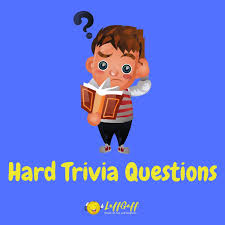 Jul 16, 2020 · challenge yourself and the people around you with these hard trivia questions that will make anyone think long and hard. 20 Free Really Hard Trivia Questions And Answers Laffgaff