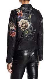 Blanknyc Denim Studded Floral Faux Leather Moto Jacket Nordstrom Rack Fashion Diy Jacket Leather Moto Jacket