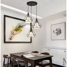 Suspension Cage En Forme De Diamant Contemporain Corde Ajustable 110 221v 25 Cm Luminaires Salle A Manger Lustre Salle A Manger Luminaire