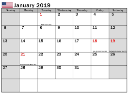 January 2019 Calendar Usa With Holidays January2019 January2019calendar Holidays Usa Holiday Calendar Printable 2019 Calendar Calendar Printables