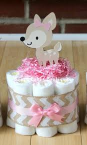 Girl Woodland Deer Mini Diaper Cake Baby Shower Favors Diy Girl Baby Shower Decorations Baby Shower Diy
