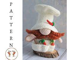 Chef Gnome Amigurumi Crochet Gnome Gnome Patterns Crochet Gnome Doll Kitchen Gnome Chef Home Decor Gnome Patterns Crochet Amigurumi Easter Crochet Patterns